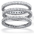 Gold over Silver Diamond Accent 3-piece Eternity-style Ring Set