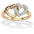 18k Gold over Sterling Silver Diamond Accent Interlocking Heart Ring