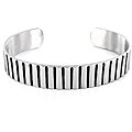 Stainless Steel Black Plated Groove Cuff Bracelet