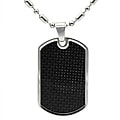 Men's Stainless Steel Black Carbon Fiber Dog Tag Necklace