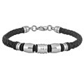 Stainless Steel and Braided Leather Bracelet