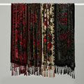 Embroidered Velvet/ Silk Fringed Scarf