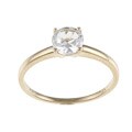 10k Yellow Gold Created White Sapphire Solitaire Ring