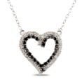 Miadora Silver 1/3ct TDW Black and White Diamond Heart Necklace