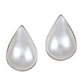 10k White Gold Pear-shape Mabe Pearl Earrings (12x18mm)