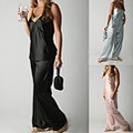 Classic Women's Accent Trim Satin Pajamas