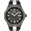 Bulova Men's Black Ion-plated Stainless Steel Diamond-accented Watch