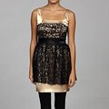Decode Womens Metallic Lace Peplum Satin Dress