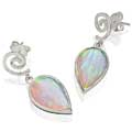 Sterling Silver Created White Opal Spiral Earrings (USA)