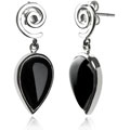 Sterling Silver Black Onyx Spiral Earrings (USA)
