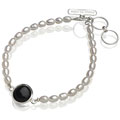 Sterling Silver Onyx and Pearl Bracelet (4.5 mm) (USA)