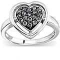 Sterling Silver 1/4ct TDW Grey Diamond Heart Ring (size 7)