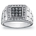 Sterling Silver Men's 3/4ct TDW Natural Grey and White Diamond Ring (H-I, I1-I2)