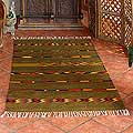 Mexican Handcrafted 'Confetti Stripes' Zapotec Wool Rug (4' x 6')