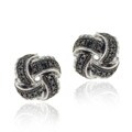 Sterling Silver Black Diamond Accent Love Knot Earrings
