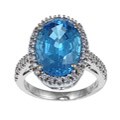 18k White Gold Blue Topaz and 1/3ct TDW Diamond Ring