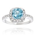 Glitzy Rocks Sterling Silver 2 1/6 CTW Gemstone and Diamond Accent Square Ring