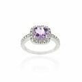 Glitzy Rocks Sterling Silver Amethyst and Diamond Accent Square Ring