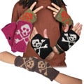 Wool Skull and Crossbones Fingerless Gloves (Nepal)