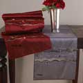 Embroidered Silk Optic and Organza Oblong Table Runner 16 in. x72 in.