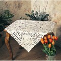 Embroidered Cutwork Ecru Square Tablecloth