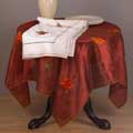 Embroidered Leaf Print Terracotta 36-inch Square Tablecloth