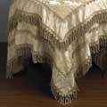 Embroidered Versailles Champagne 40-inch Square Tablecloth