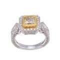 18k Gold 3ct TDW Certified Yellow and White Diamond Ring (H-I, SI1-SI2) (Size 6.75)