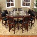 Taranto Warm Walnut Granite Inlay 9-piece Dining Set