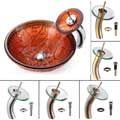 Kraus Copper Glass Vessel Sink and Waterfall Bathroom Faucet