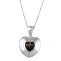 14k Yellow Gold and Sterling Silver Smokey Quartz Heart Necklace