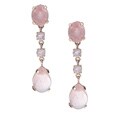 Sterling Silver Rose Gold Overlay Rose Quartz Dangle Earrings
