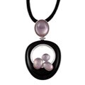 Sterling Silver Black Agate and Rose Quartz Necklace