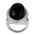 Sterling Silver Black Agate Cabochon Ring