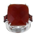 Sterling Silver Red Jade and Garnet Ring