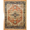 Indo Hand-knotted Serapi Rust/ Blue Wool Rug (8' x 10')