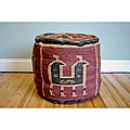 Handmade Kilim Round Puff Footstool (India)