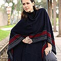 Alpaca Wool 'Nautical Navy' Ruana Cloak (Peru)