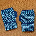 Alpaca Wool 'Blueberry Honeycomb' Fingerless Gloves (Peru)