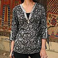Cotton Women's 'Nocturnal Garden' Tunic (India)