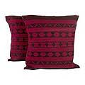 Set of Two Cotton 'Desert Wine' Cushion Covers (India)