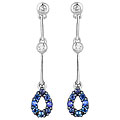 10k White Gold Sapphire and 1/10ct TDW Diamond Earrings (I-J, I2)