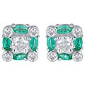 10k White Gold Emerald and 1/5ct TDW Diamond Earrings (I-J, I2)