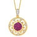 10k Yellow Gold 1/14ct TDW Diamond Ruby Fashion Pendant (I-J, I2)