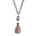 Charming Life Silvertone Cherry Quartz and Crystal 30-inch Necklace