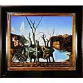 Dali 'Swans Reflecting Elephants' Hand-painted Framed Canvas Art