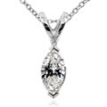 14k White Gold 1/4ct TDW Marquise Diamond Solitaire Necklace