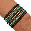 'Misha' Cocoa Mint Glass and Crystal Bead Bracelet (Guatemala)