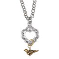 Charming Life Two-tone Pewter 'Sacred Heart' Spirit Bird Charm Necklace