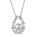 Sterling Silver Freshwater Pearl and Cubic Necklace (9-10 mm)